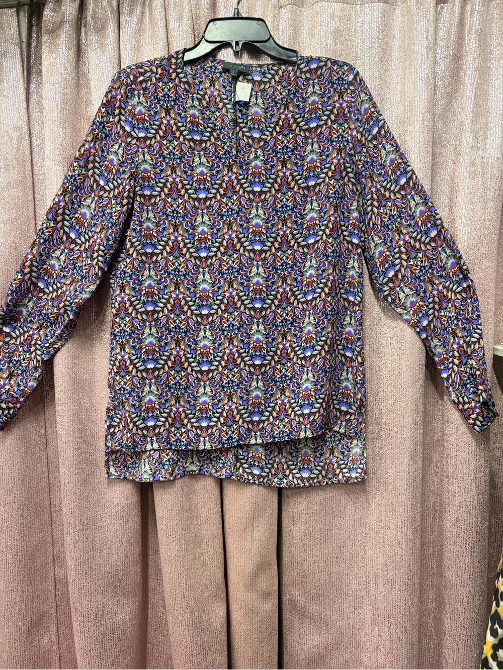 The Limited Purple Multicolor Geometric Print Blouse